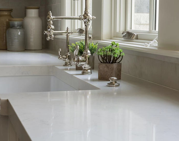 quartz countertop in the bathroom